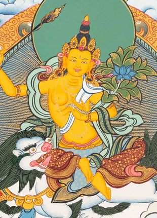 Manjushri Thangka Painting | Original Hand-Painted Bodhisattva Of Wisdom |