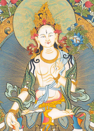 White Tara Thangka Painting | Original Hand-Painted Art