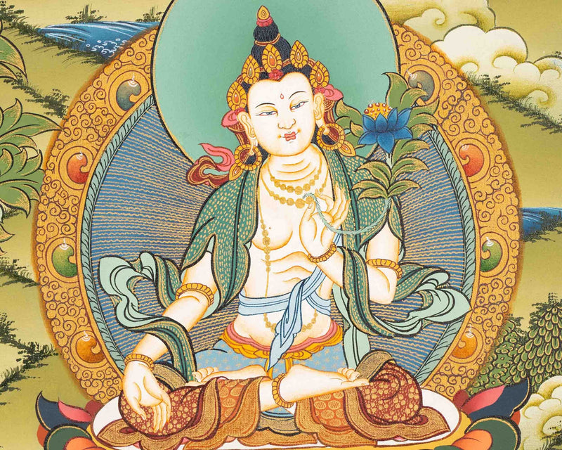 White Tara Thangka Painting | Original Hand-Painted Art