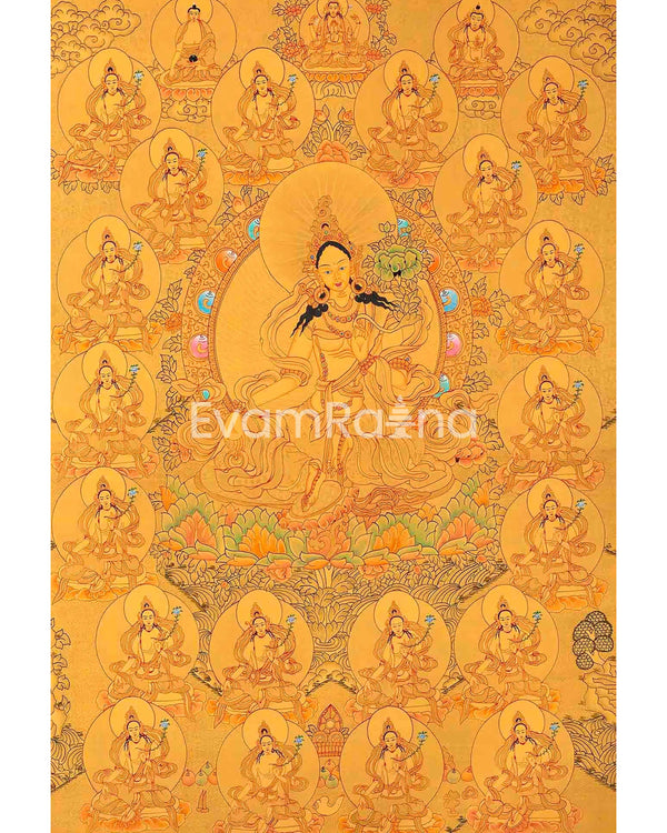 Full 24K Gold Style 21 Green Tara Thangka | Fine Quality | Green Tara Goddess |