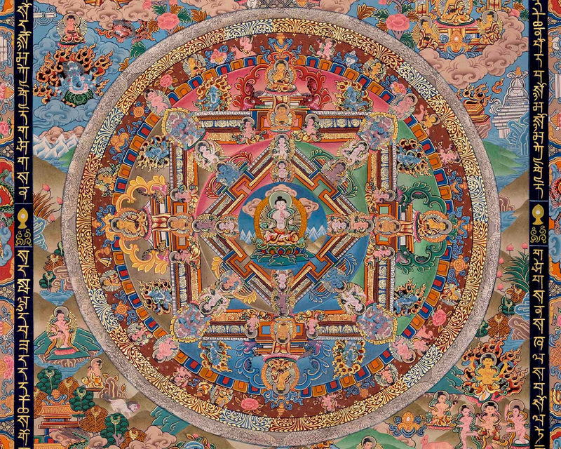 Vairocana Buddha & Shakyamuni Buddha Mandala Thangka | Religious Wall Art