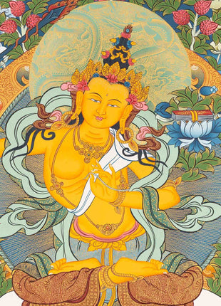 Manjushri Thangka Painting | Original Hand-Painted Bodhisattva Of Wisdom |