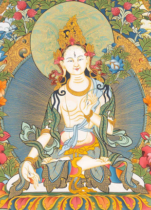 White Tara Thangka Painting | Original Hand-Painted Art