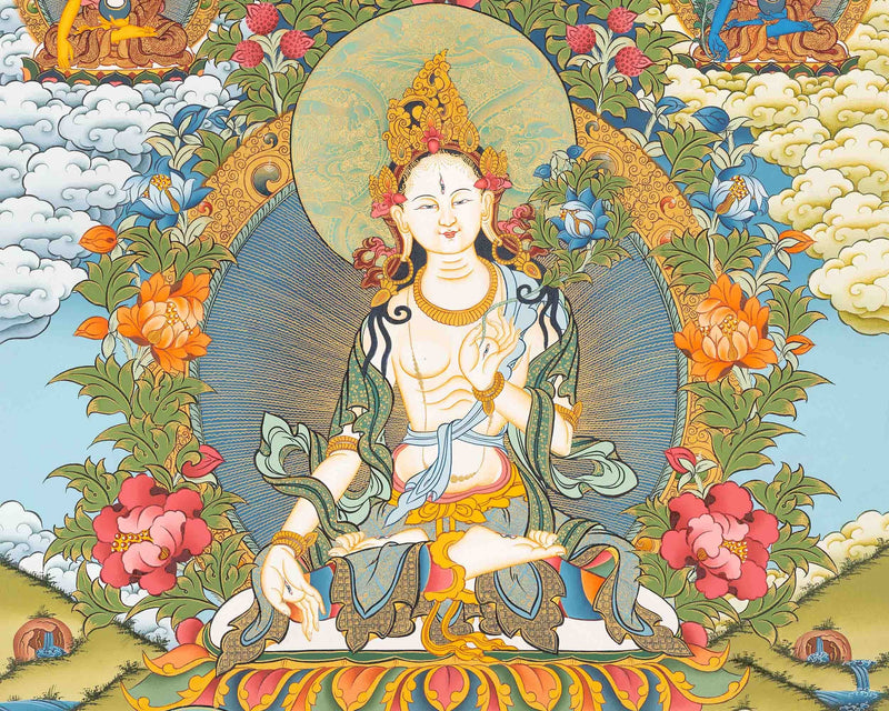 White Tara Thangka Painting | Original Hand-Painted Art