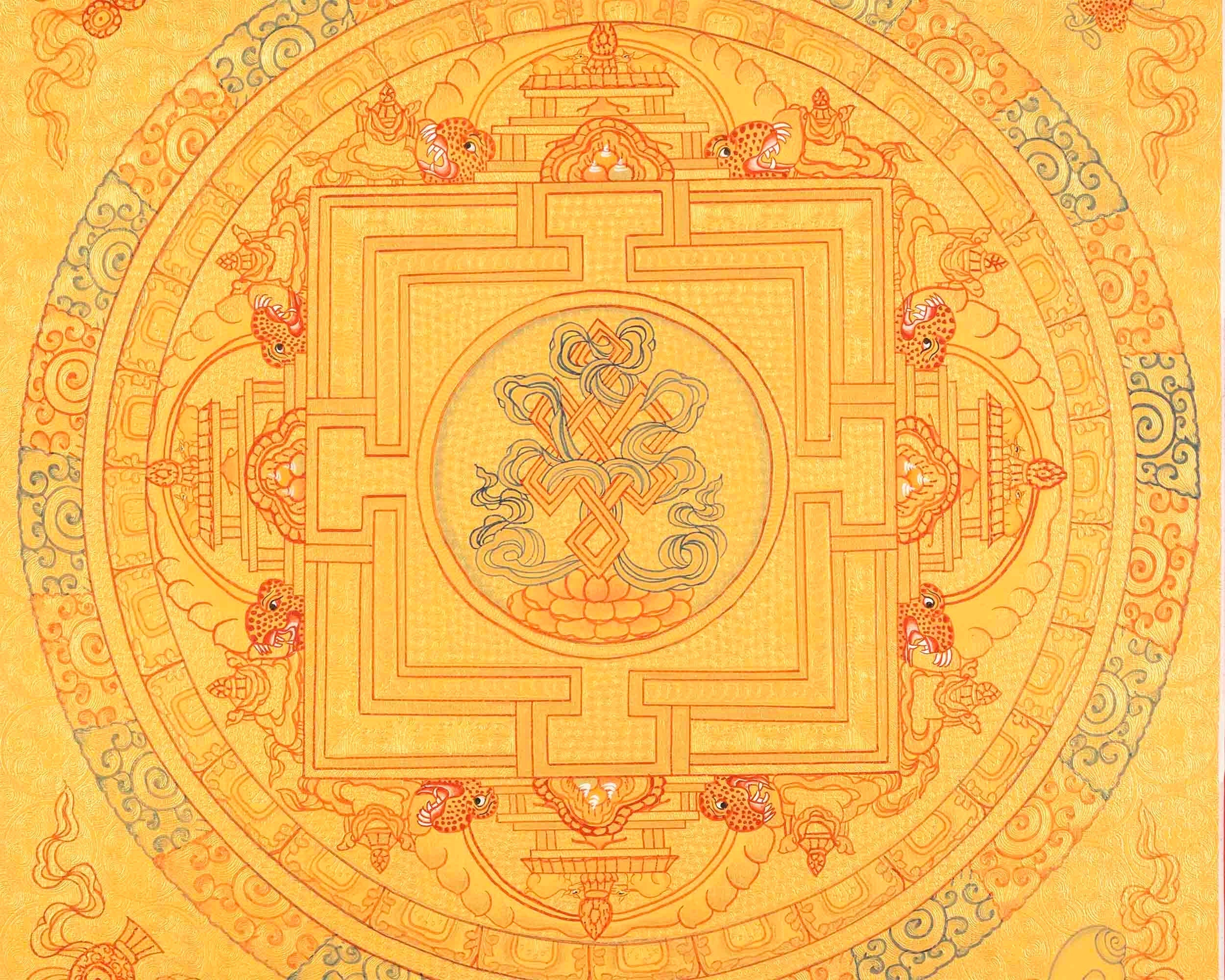 Hand Painted Auspicious Mandala Tibetan Thangka | Wall Hanging For Meditation