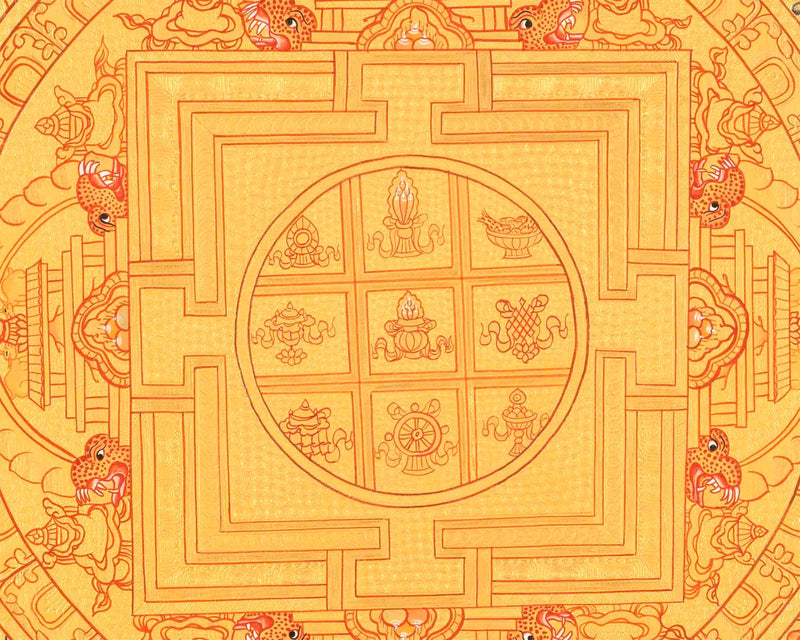 Original Hand-Painted 8 Auspicious Mandala Thangka Art | Tibetan Thangka Painting