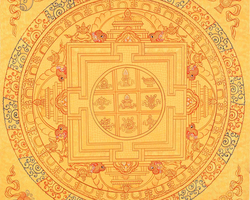 Original Hand-Painted 8 Auspicious Mandala Thangka Art | Tibetan Thangka Painting