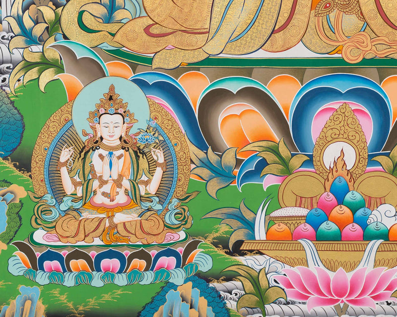 Hand painted Manjushree Thangka with Beautiful Color Combination | Good Luck to House