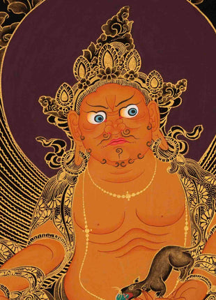 Amitabha Buddha, Dzambala, and Chengrezig Thangka | Original Hand-Painted Red Buddha |  Art Painting For Meditation | Tibetan Thangka