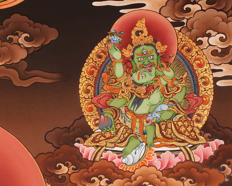 Dzambala Thangka Painting | Buddhist Wall Decor Painting | Traditional Himalayan Art