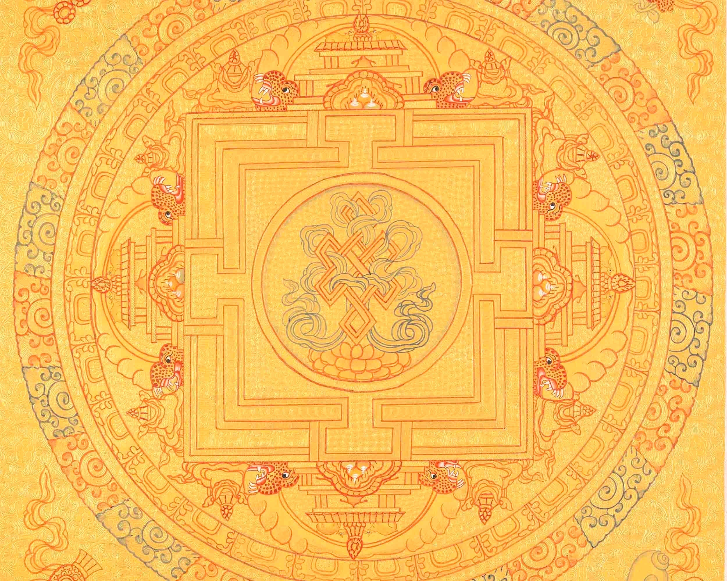 Hand Painted Auspicious Mandala Tibetan Thangka | Wall Hanging For Meditation