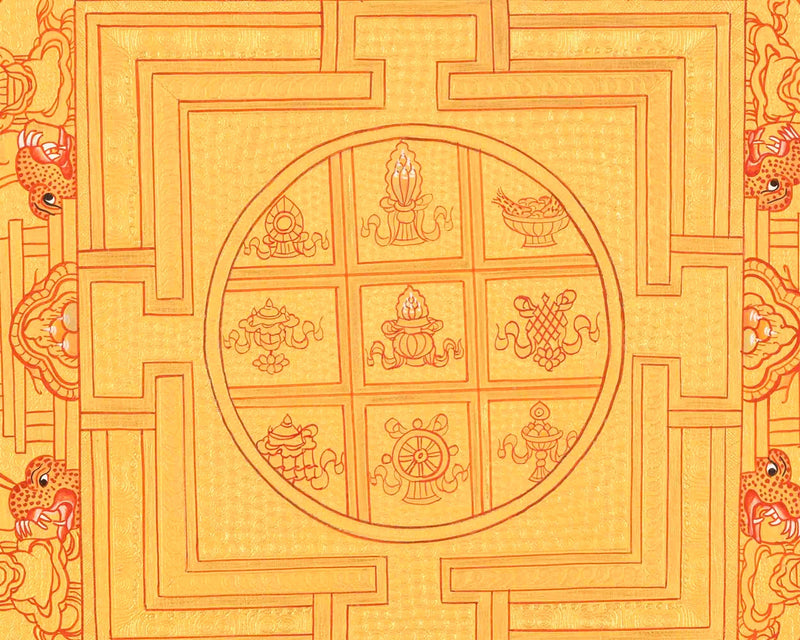 Original Hand-Painted 8 Auspicious Mandala Thangka Art | Tibetan Thangka Painting