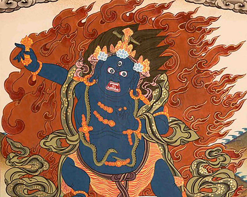 Original Hand Painted Vajrapani Thangka | Tantric Wrathful Bodhisattva Painting Art Painting for Meditation, Good Luck