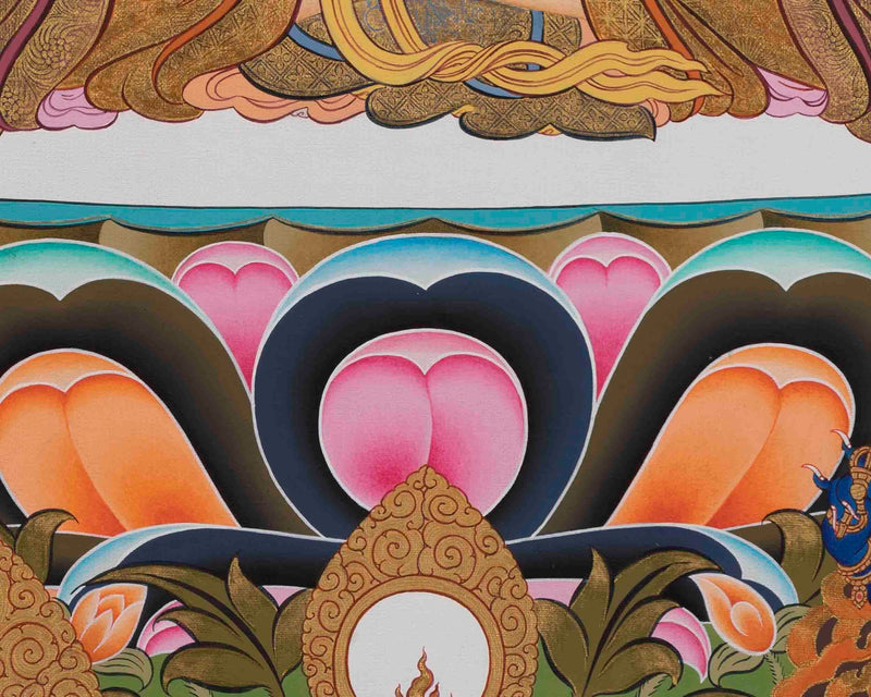 Vajrasattva Shakti Thangka | Tibetan Dorje Sempa Yab Yum 24K Gold Painting Figure