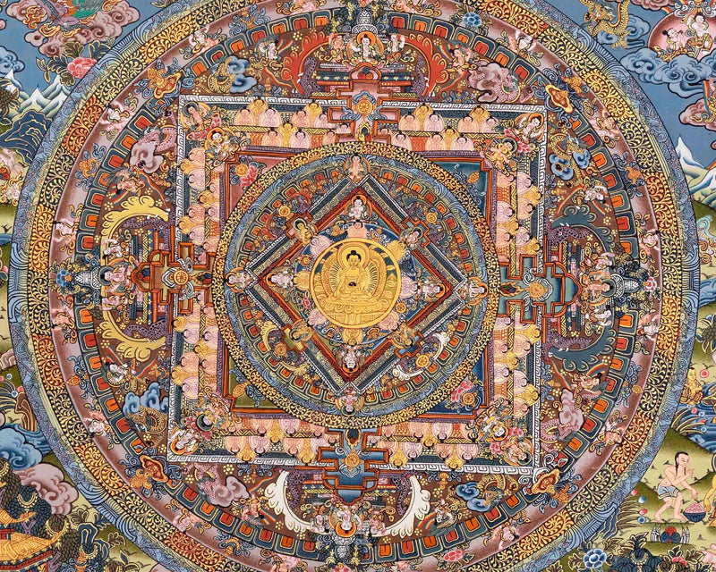 Buddha Mandala Thangka | Tibetan Wall Hanging Decoration | Zen Buddhism