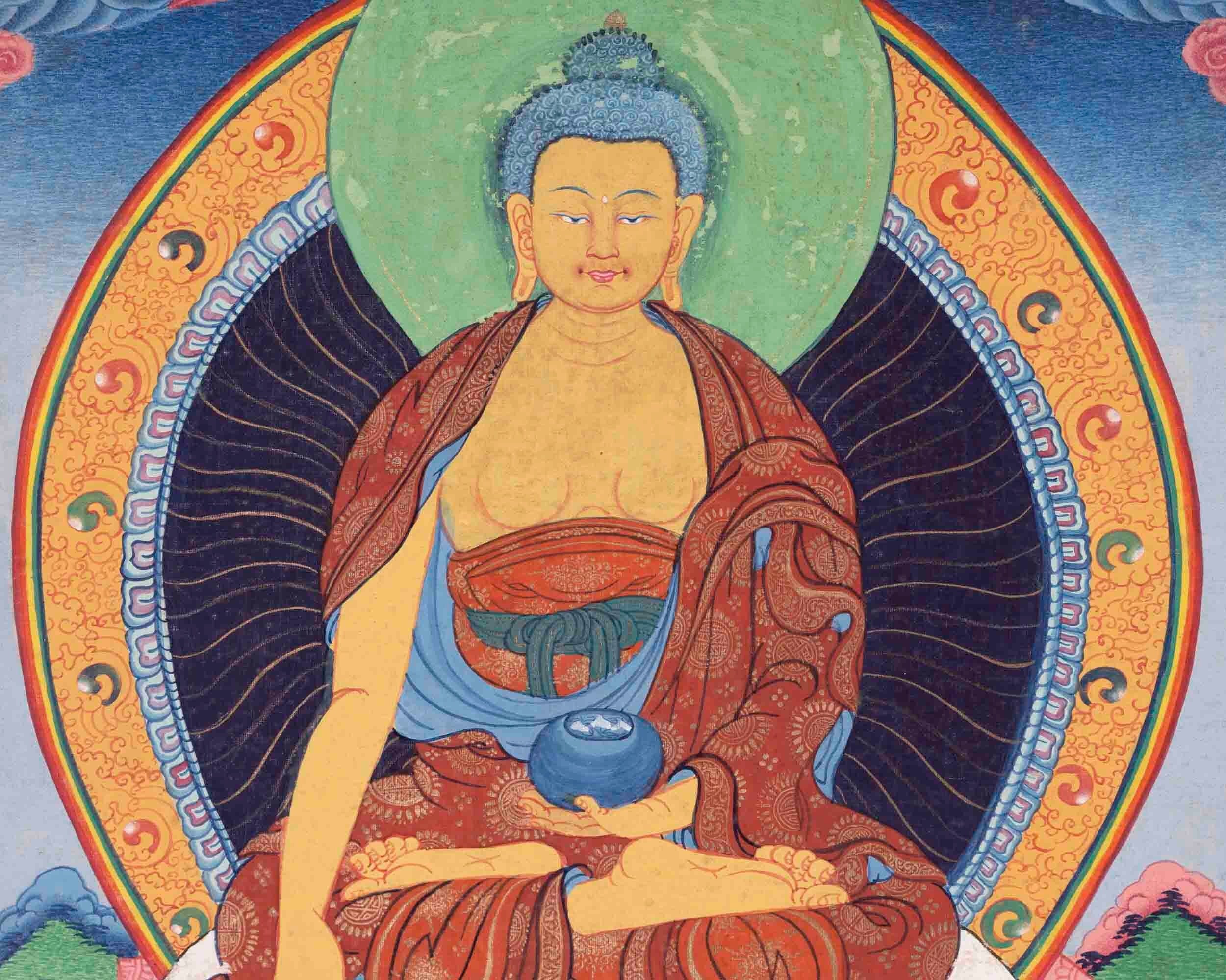Original Tibetan Buddhist Shakyamuni Buddha Thangka | Religious Painting