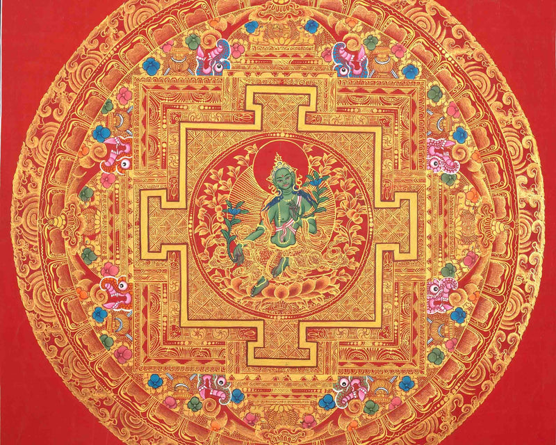 White Tara Mandala | Traditional Buddhist Art | Tibetan Wall Decoration Painting