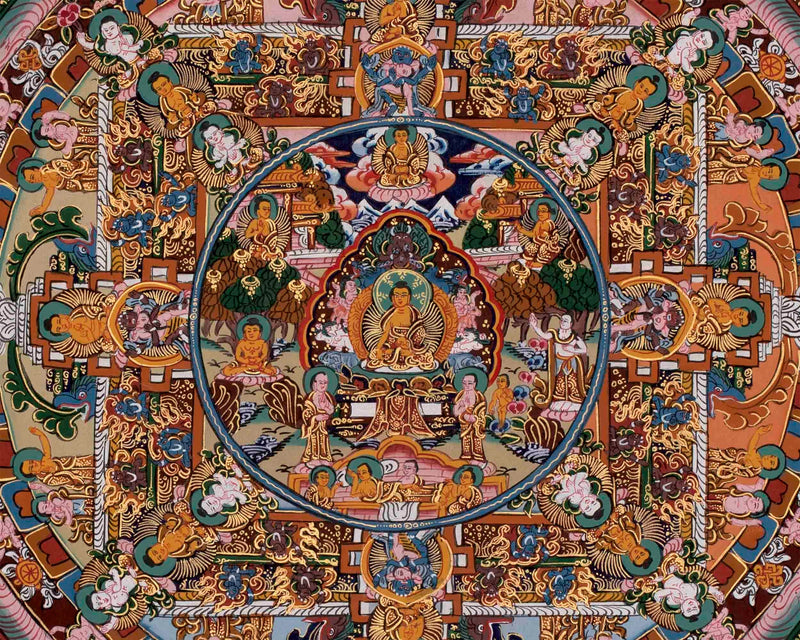 Buddha Mandala Thangka | Hand-painted Tibetan Thangka for Wall Hanging