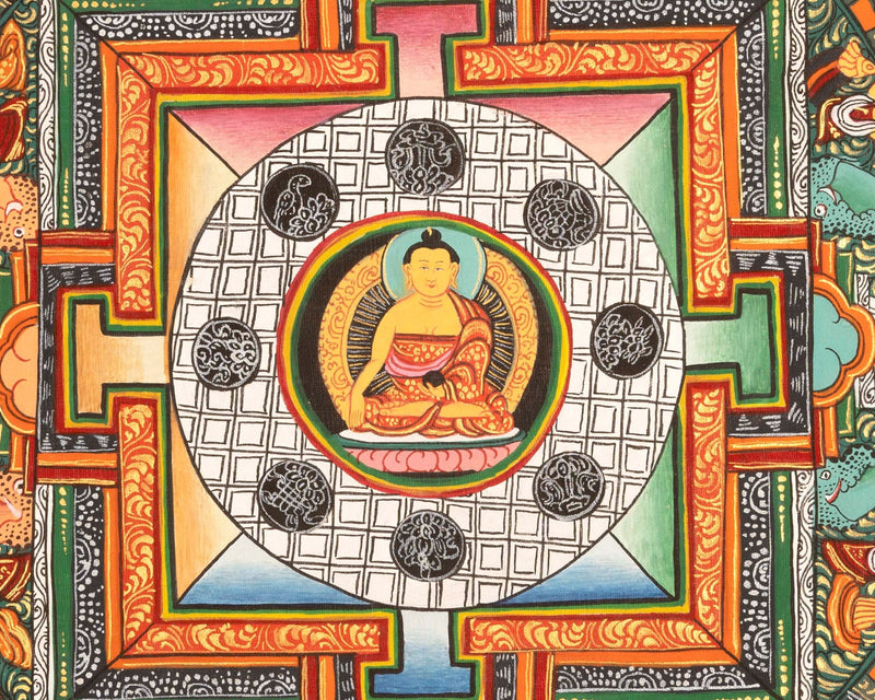 Shakyamuni Buddha Mandala | Hand-Painted Buddha Shakyamuni Thangka