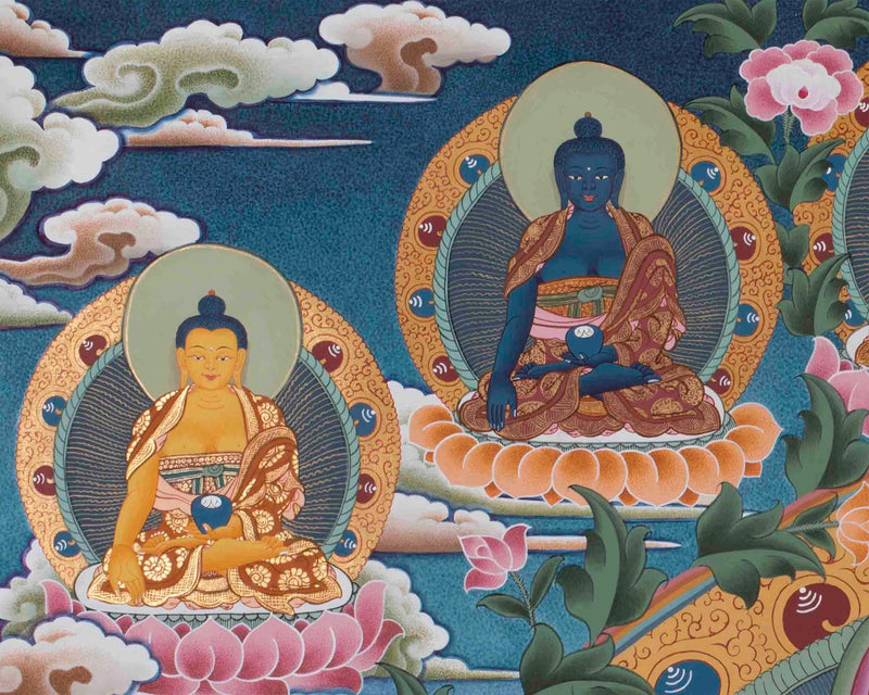 1000 Armed Chengrezig | Surrounded by 5 Buddhas, Manjushri, and Vajrapani |