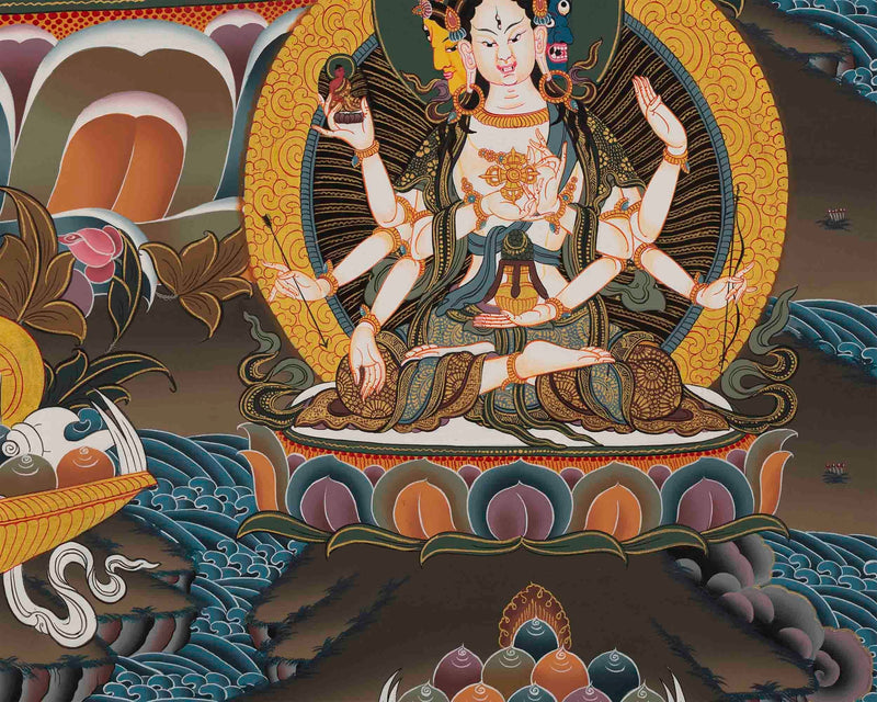 High-Quality Amitayus Buddha Thangka Painting | Buddha Aparamita Thangka Gift