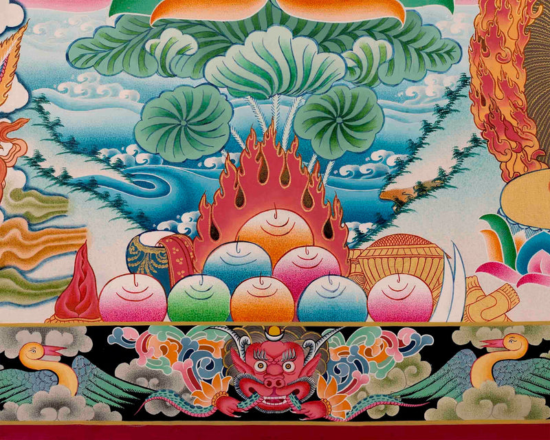 High-Quality Big Five Dzambala Thangka Painting | Tibetan Kubera Thangka | God of Wealth |