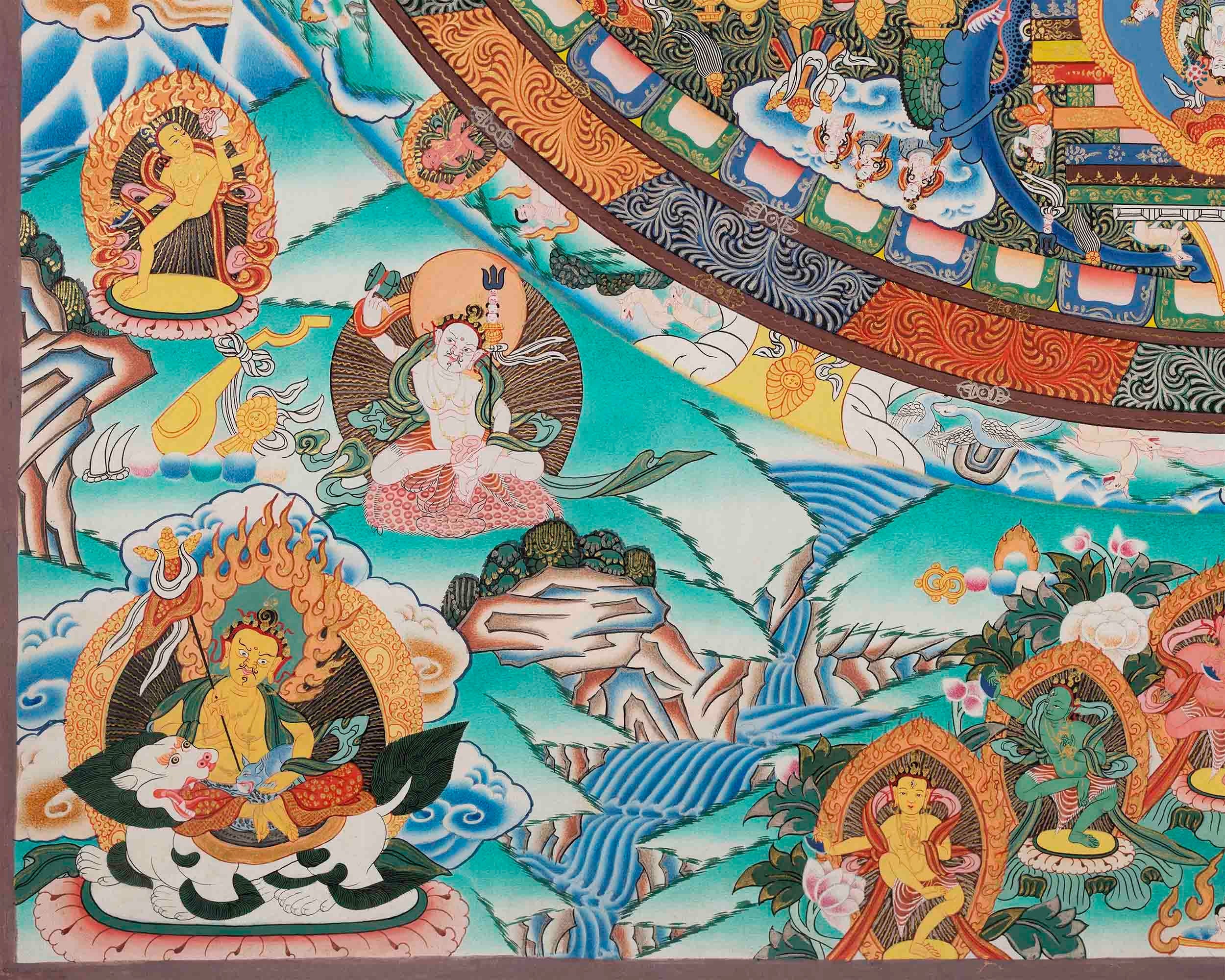Big 4 Armed Chenrezig Mandala Thangka | Surrounded by Bodhisattvas | Avalokiteshvara Thangka | Buddhist Art | Chinese New Year Gift Idea
