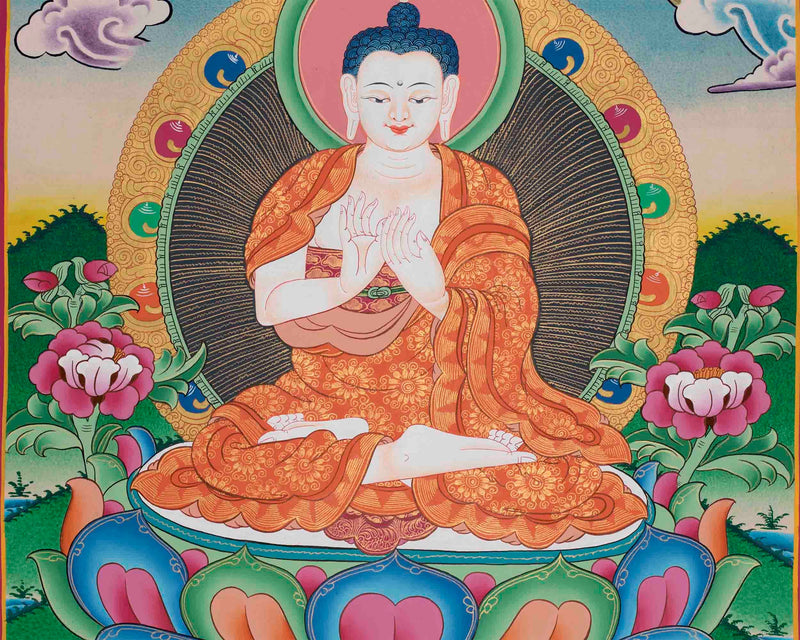 Original Handmade Vairocana Buddha Thangka | Pancha Buddha | Meditation And Yoga |