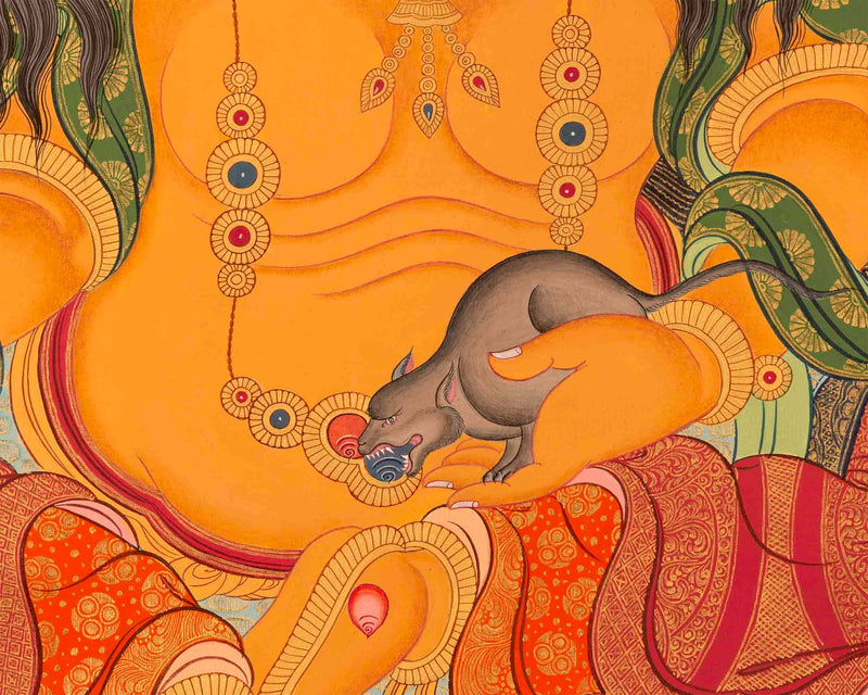 High-Quality Dzambala Thangka | God of Wealth