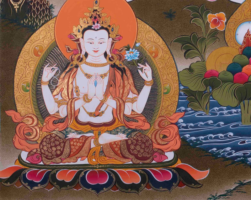 Original Handcrafted Manjushri Bodhisattva Thangka | Tibetan Arts for Wall Hanging