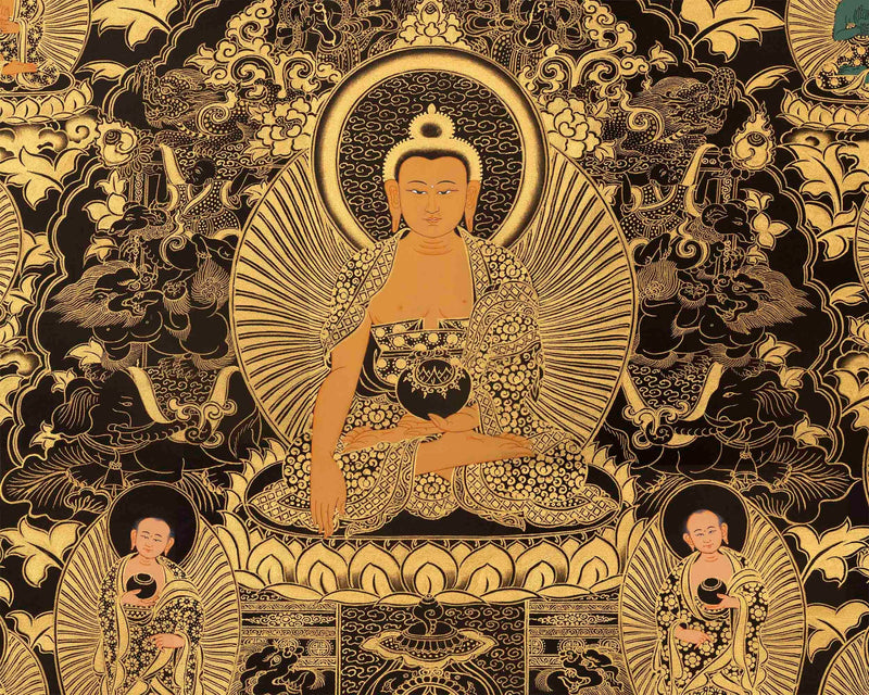 Shakyamuni Buddha with 35 Buddhas of Confession | Tibetan Thanka | Supreme Wisdom |