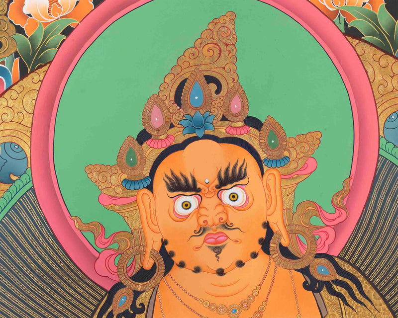 Original Handcrafted Dzambala Thangka Painting | Wealth Deity | Best for the House Warming Gifts | Spiritual Arts | Compassion Yoga