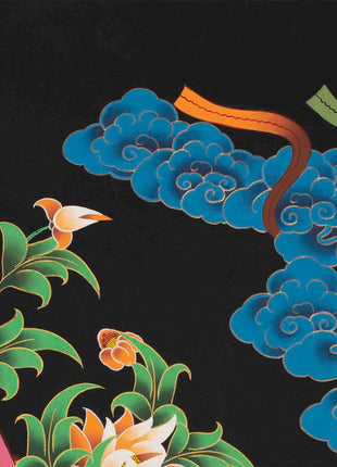 Original Hand-Painted Manjushri Thangka with Amitabha Buddha, Chengrezig and Vajrapani | Bodhisattva of Compassion and Wisdom |