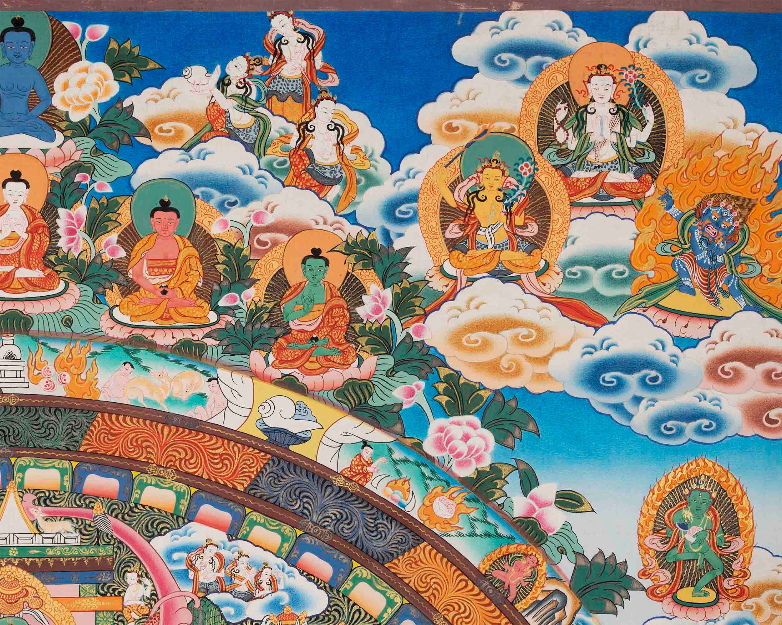 Big 4 Armed Chenrezig Mandala Thangka | Surrounded by Bodhisattvas | Avalokiteshvara Thangka | Buddhist Art | Chinese New Year Gift Idea