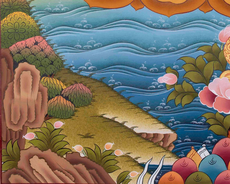 Original Hand-Painted Thangka of Amoghasiddhi | Religious Art Painting