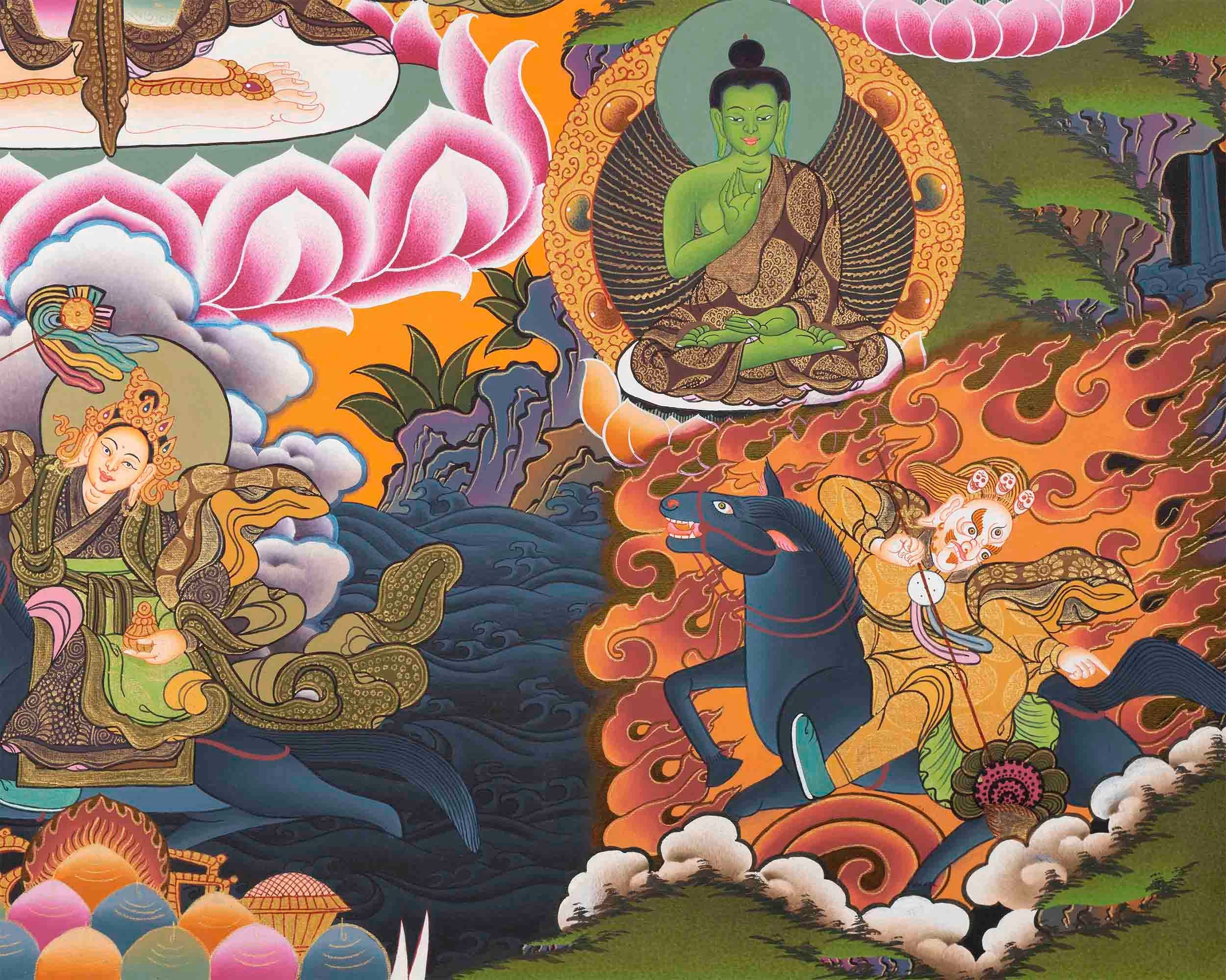 Original Handmade Lokeshvara with 1000 Armed | Chengrezig Thangka | Tibetan Thangka Painting |