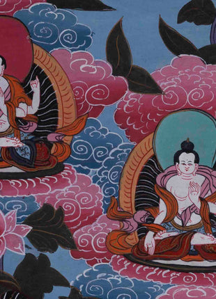 30+ Year Big Size Green Tara Thangka Surrounded By Boddhisattvas | Wall Decor Painting