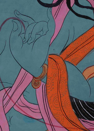 30+ Year Big Size Green Tara Thangka Surrounded By Boddhisattvas | Wall Decor Painting