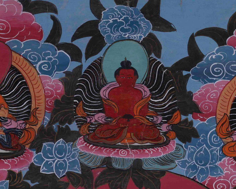 30+ Year Big Size Green Tara Thangka Surrounded By Boddhisattvas | Wall Decor Painting