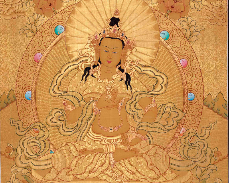 Original Full Gold Style Vajrasattva Thangka |  Hand-Painted Thanka