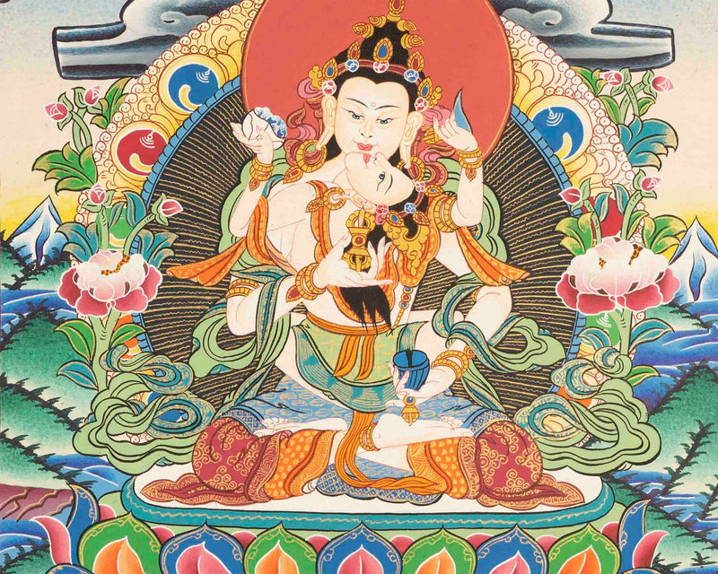 Original Hand-Painted Dorje Sempa Yab Yum Thangka | Dorje Vajra Dorje | Fine Thangka Painting |