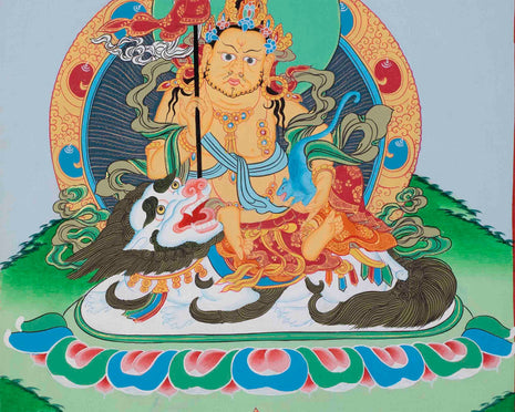 Namtose Thangka Painting | Buddhist Deity of Wealth | Tibetan Wall Hanging