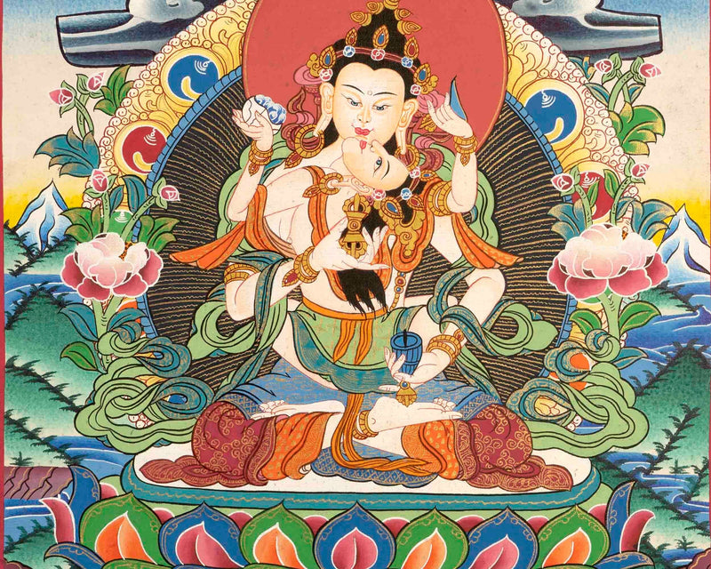 Original Hand-Painted Dorje Sempa Yab Yum Thangka | Dorje Vajra Dorje | Fine Thangka Painting |