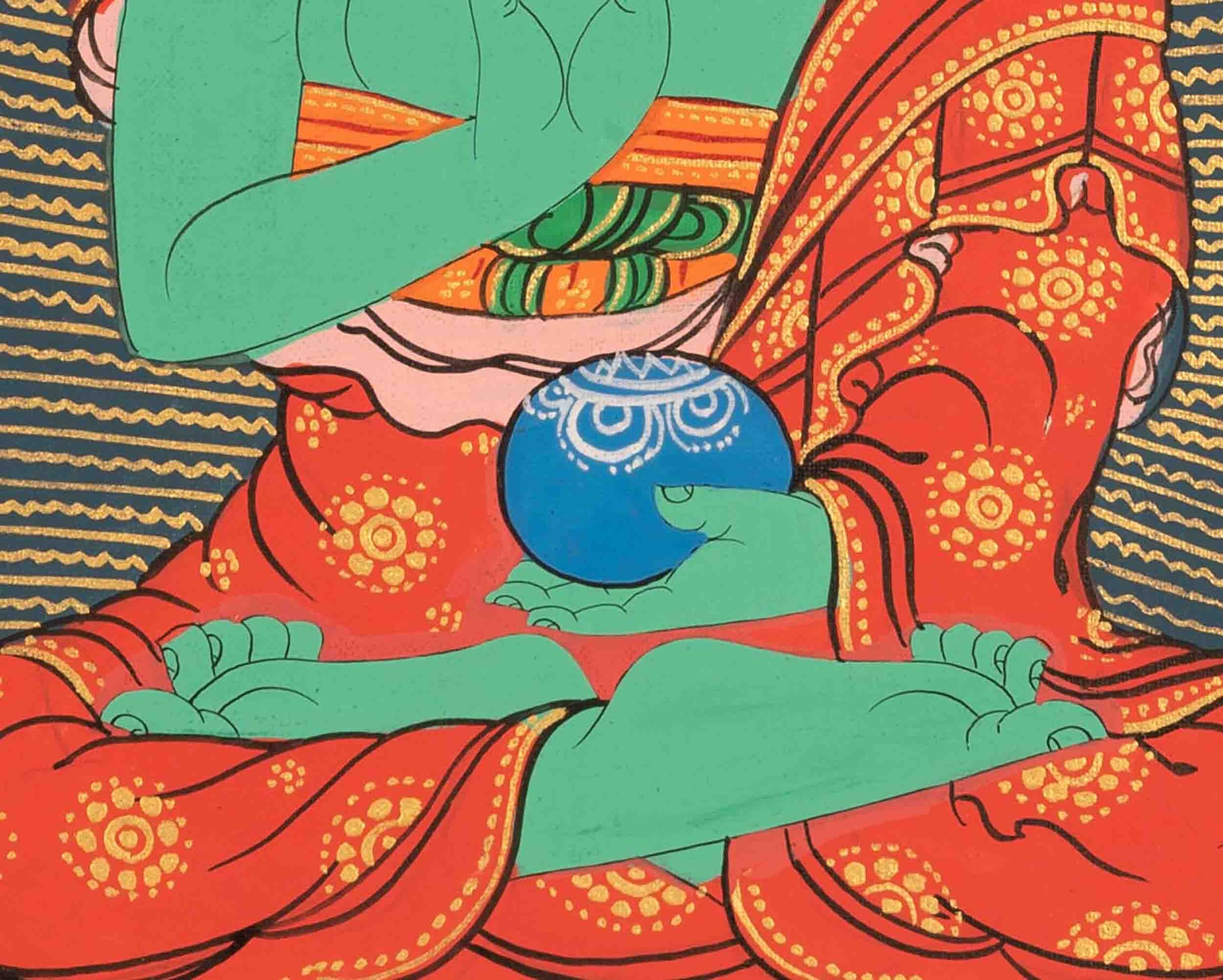 Genuine Hand-Painted Buddhist Thangka of Amoghasiddhi and Amitayus | Buddha of The Conceptual Mind | Wall Decoration |
