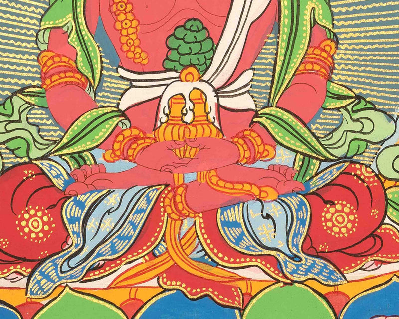 Genuine Hand-Painted Buddhist Thangka of Amoghasiddhi and Amitayus | Buddha of The Conceptual Mind | Wall Decoration |