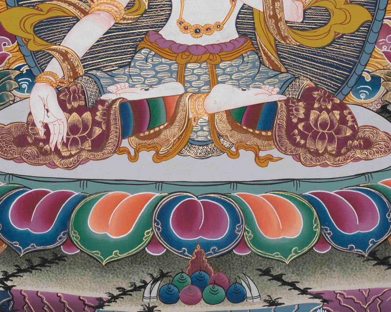 Original Hand-Painted White Tara | Tibetan Bodhisattva Wall Hanging