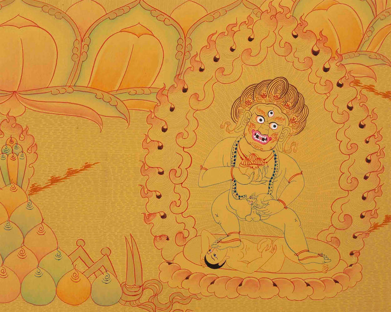 Genuine Hand-Painted Gold Style Namtose | Vaishravana Thangka Painting |