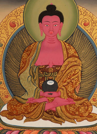 Amitabha Buddha and Chengrezig Thangka Painting | Tibetan Buddhist Wall Hanging Art for Peace |