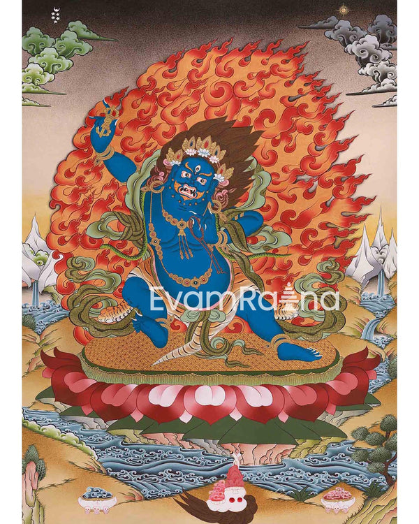 Vajrapani Thangka | Thunderbolt Holder | Wrathful Protector |Powerful Bodhisattva of Spiritual Strength |