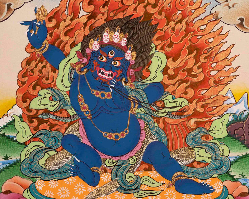 Original Hand-Painted Vajrapani Thangka | Fierce Protector |